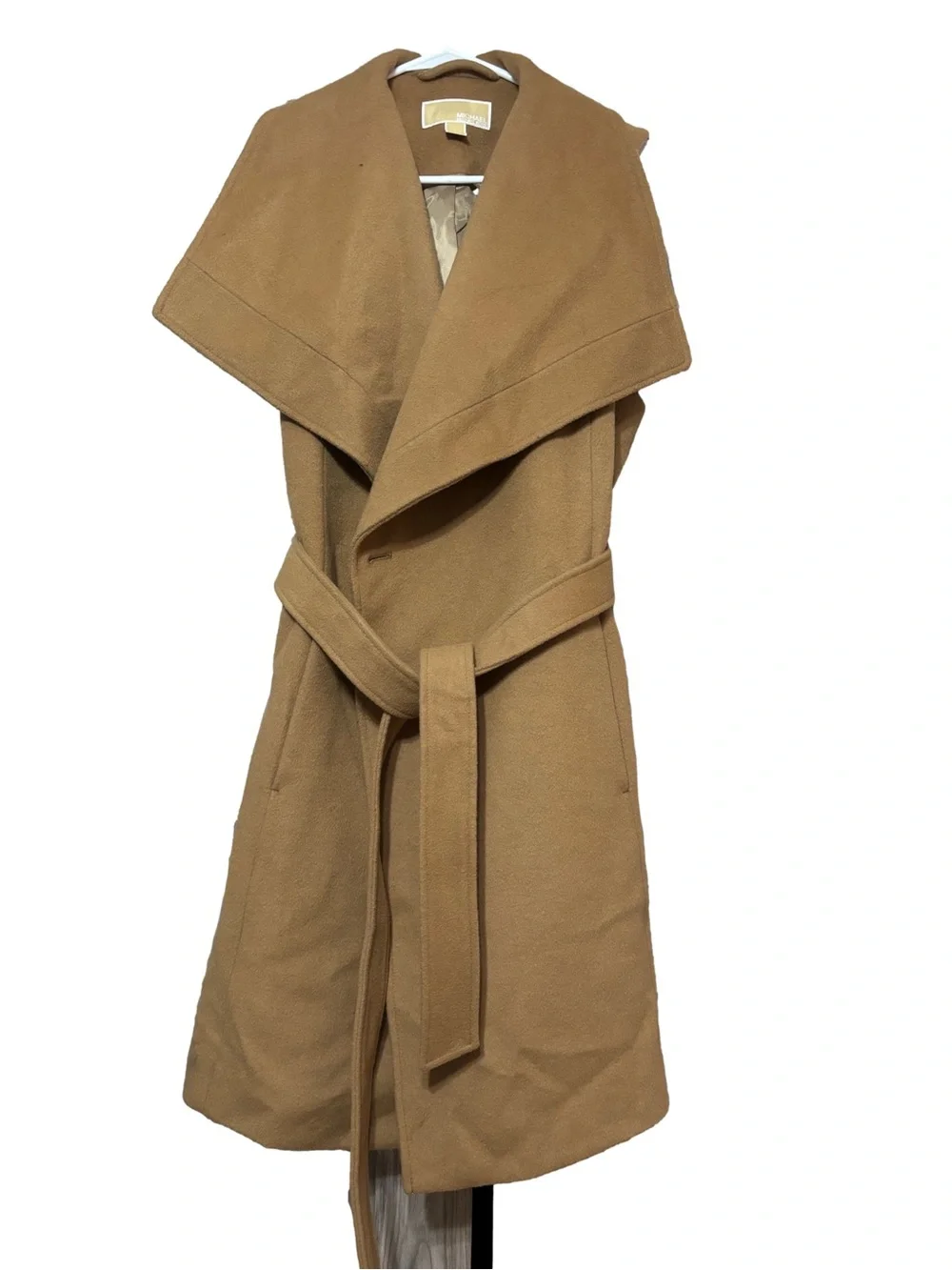 Michael Kors Camel Brown Wool Blend Duster Coat with Belt